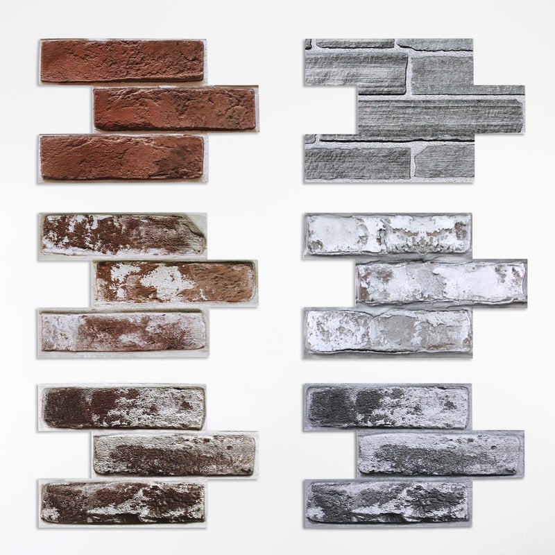 Commomy Sample Kit - 6 Pcs Large Brick & Stone 3D Wall Panels, Size 9.05 x 5.9 in - Image 1